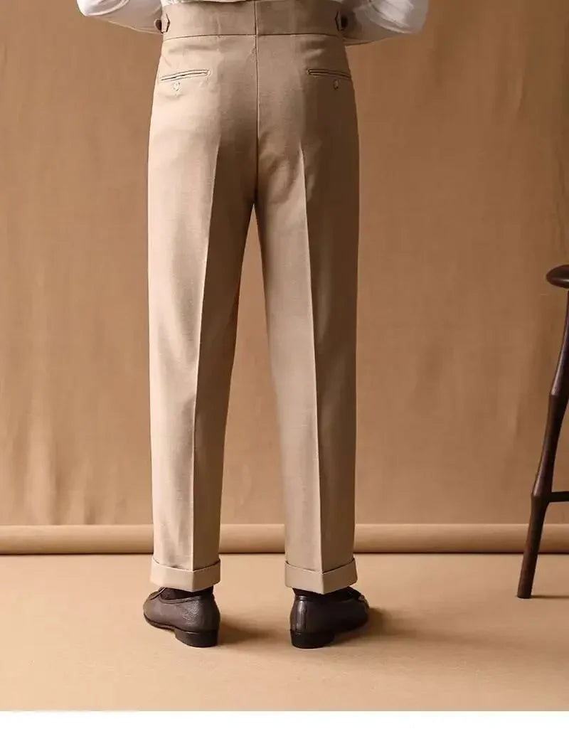 Business Pants Men Gentlemen Italian Naples Social Trousers Office-trouser Retro Casual Suit Pant Men Straight Dress Pants 2026