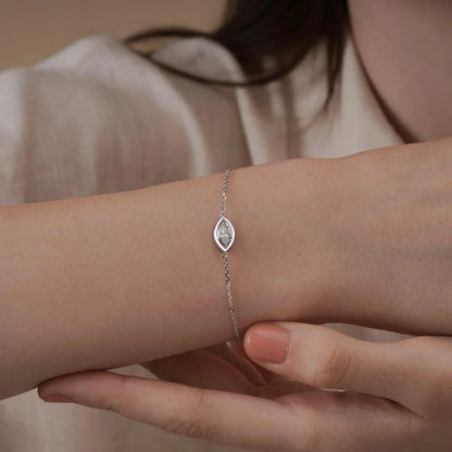 1/2CT Bezel Set Pear Oval Cut Moissanite Solitaire Link Bracelet Women S925 Silver Dainty Diamond Bridal Wrist Chain Gift