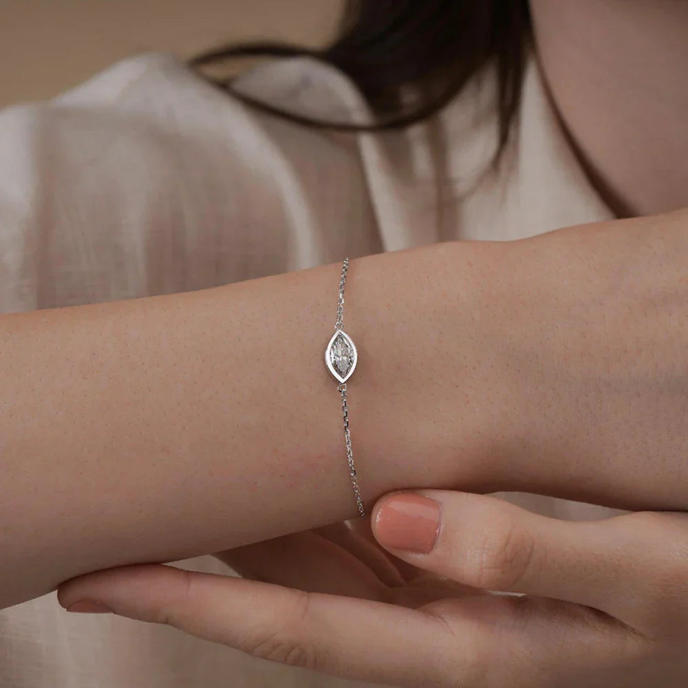 Dainty All Pear Round Cut Moissanite Finger Chain Bracelets Women 14-20cm Wrist Size Adjustable s925 Silver Hand Jewelry