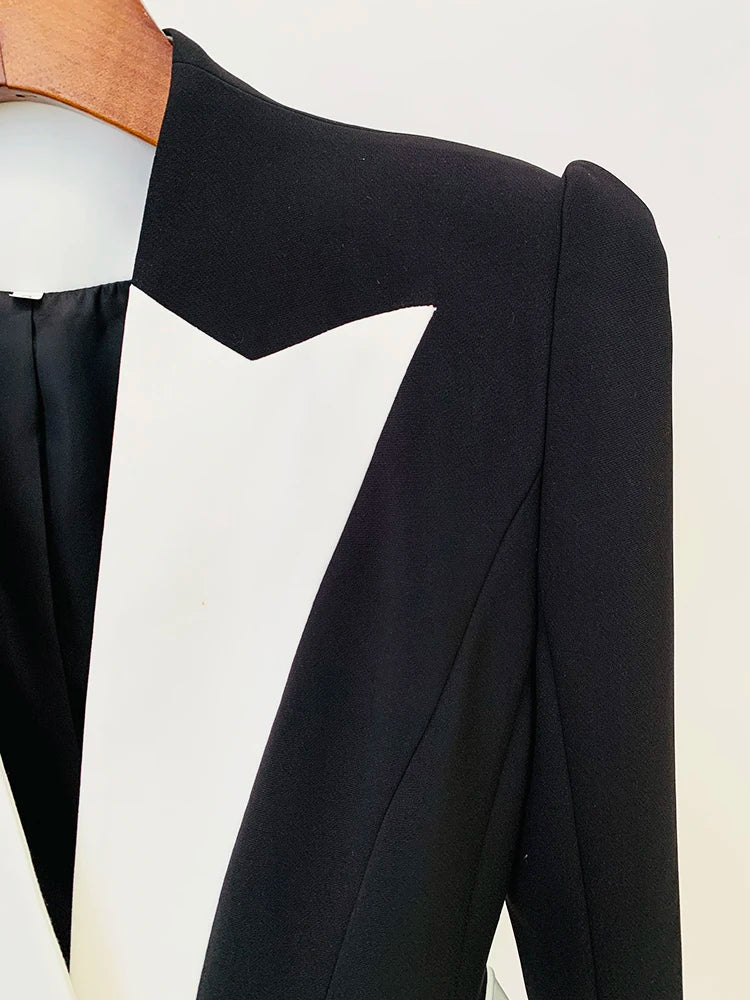 HIGH STREET New Fashion 2026 Designer Jacket Women's Color Block Single Button Blazer