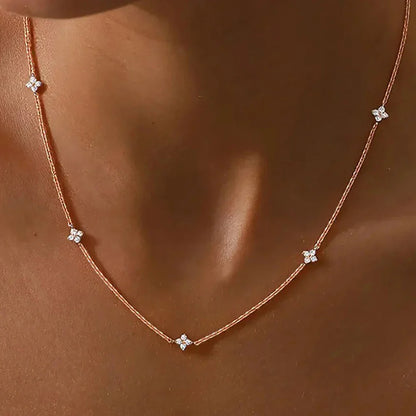 Four-Leaf Clover Moissanite Necklaces for Women Certified 2mm Lab Diamond Choker 925 Sterling Silver Chian Fine Jewelry Gifts