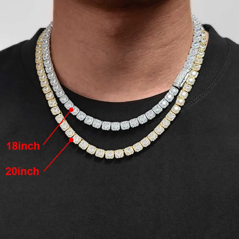 Clustered Diamond Tennis Chain Miami Tennis Link Bracelet for Women 7MM Iced Out CZ Cuban Necklace Hip Hop Jewelry Gifts