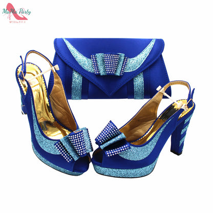 2021 Specials Design Black Color Nigerian Women Shoes and Bag Set High Quality Slingback Sandals with Appliques for Wedding