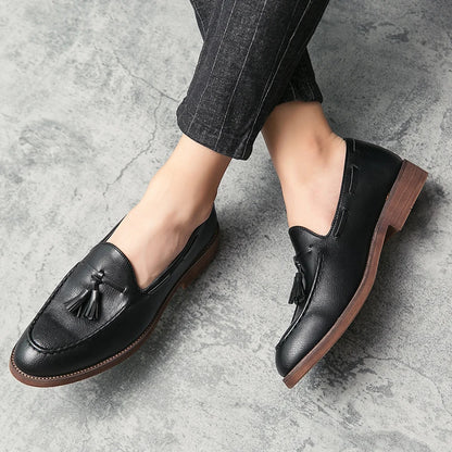 Men Small Fringe Loafers PU Low Heel Business Casual Formal Men Shoes