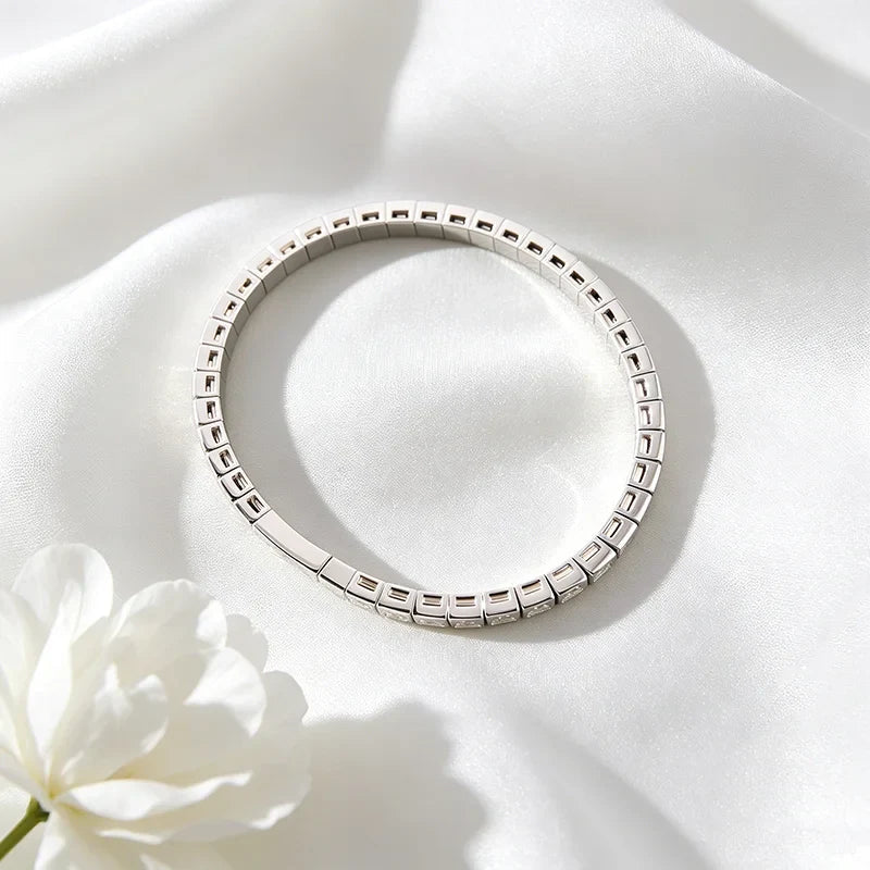 Certified D Color 2.5mm Moissanite Bangles for Women Full Diamond Men Hip Hop Tennis Bracelet 925 Sterling Silver Jewelry