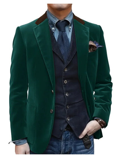 Vintage Red Velvet Suit Blazer For Men Elegant Casual Sports Jacket Man Jackets Mens Clothing Men's Male Coats