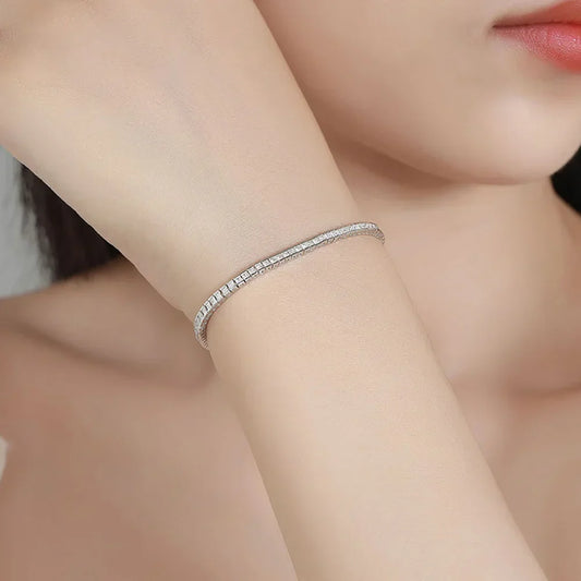 Bracelets de tennis en moissanite complète 1,5 MM 2 MM pour femmes, coupe princesse, diamant de laboratoire, argent sterling 925, bijoux, cadeaux