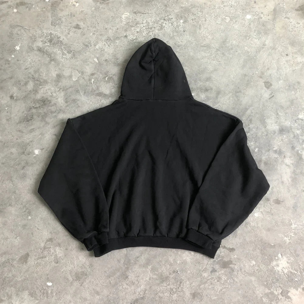 Fashion 1:1 KANYE WEST Streetwear Sweatshirt DONDA Printed Velvet Casual Loose Oversized Tops Hoodies Men