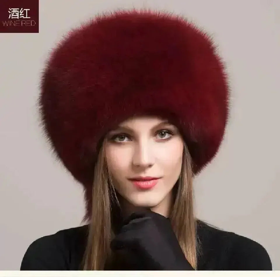 Real Fox Fur Hat For Women Winter Ear Protection Genuine Fur Hat Russian Natural Fur Bomber Hat Outdoor Thicken Warm Fur Caps