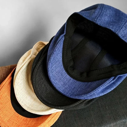 Big Size Summer Linen Solid Newsboy Caps Men and Women Painter Beret Hats Adult Casual Ventilate Sunprotection Advancing Hat