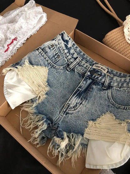 Ripped Fashion Denim Woman Shorts Jeans Summer 2026 New Thin Style High Waist A Line Slim Fit Sexy Hot Woman Shorts Lady Jeans