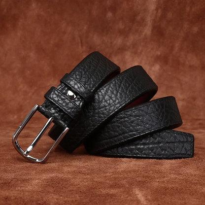 3.8CM Pure Cowhide Genuine Leather for Men High Quality Jeans Needle Buckle Belts Cowboy Waistband Male Fashion BusinessLuxury