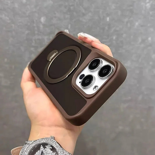 Luxury Magnetic for Magsafe Bracket Stand Phone Case for iPhone 13 15 16 Pro Max 12 14 Plus Folding Stand Shockproof Back Cover