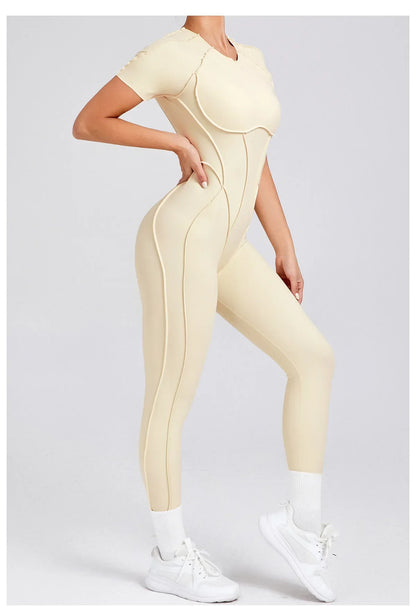 Women's High Elasticity Sports Bodysuit Kit Yoga Fitness Jumpsuit Open Back Hip-Lift Outdoors Gym Workout Sexy Fitness Outfit