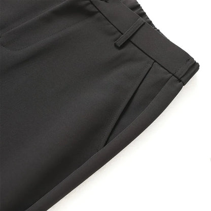 Black Business Suit Pants Men's Small Flared Elastic Comfortable Drape Loose Solid Color Office Casual Trousers Male Clothes