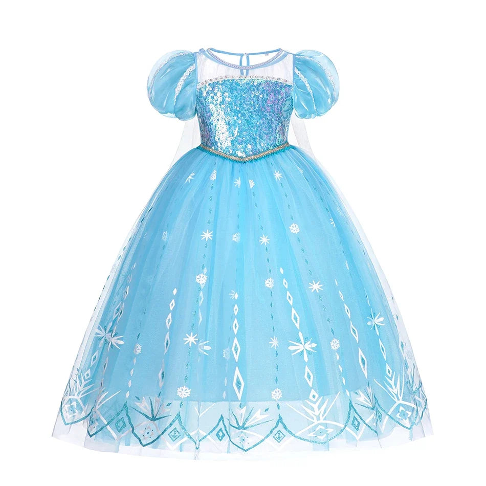 Elsa Kid Princess Halloween Cosplay Dress Fancy Costume Girl Snow Queen Princess Vestidos Party Children Clothes