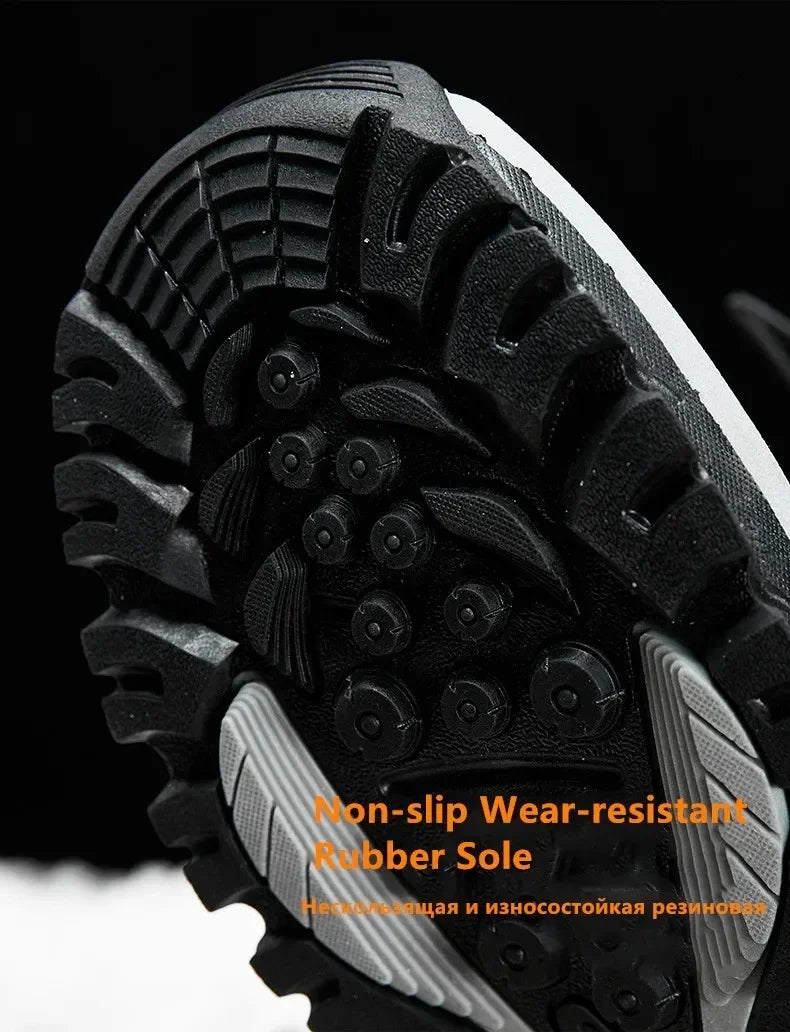 New Warm Men Plush Snow Boots High Top Winter Men's Boots Waterproof Winter Motorcycle Boots Outdoor Anti-Slip Men Hiking Boots
