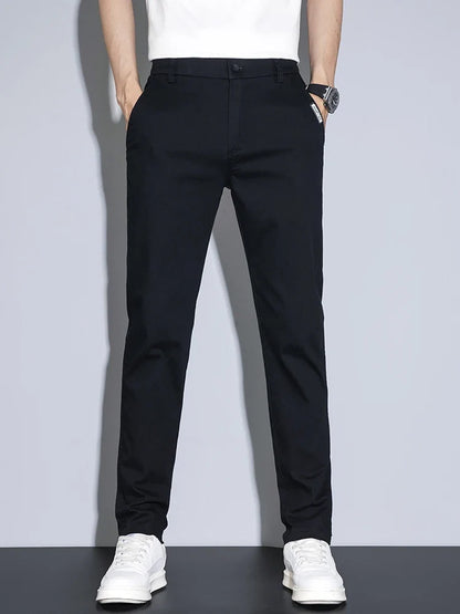 2025 New Men's Casual Pants Spring Summer Thin Business Straight Cotton Stretch Classic Work Trousers Korean Brand Clothing