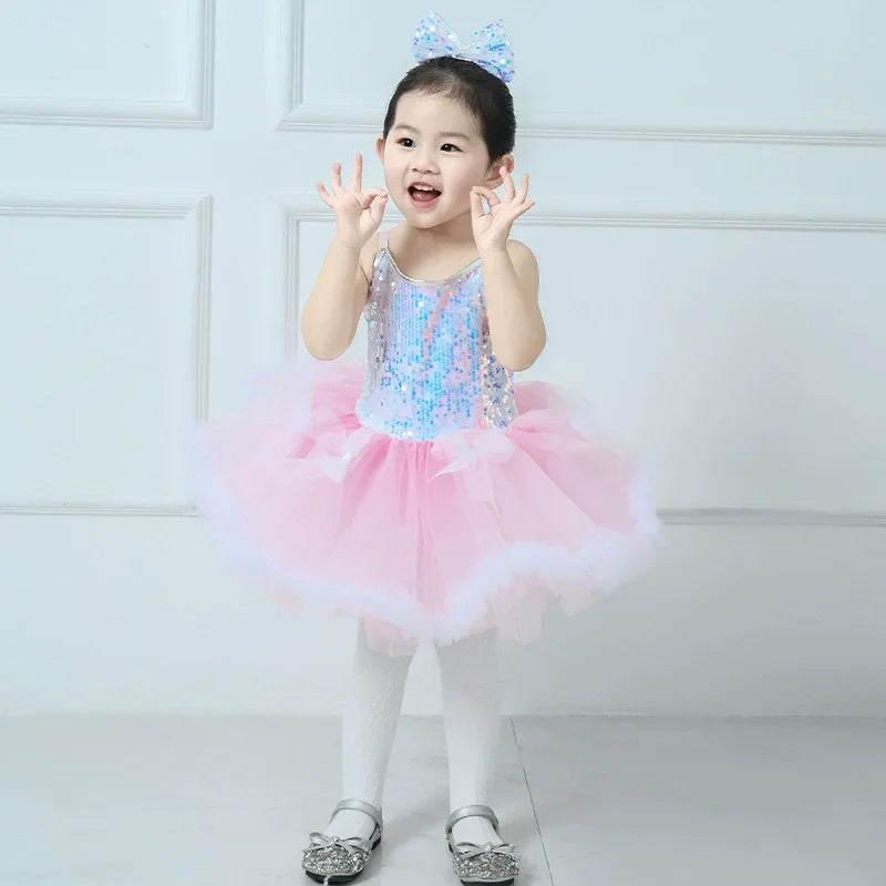 Children's Day Dance Dress Girl Ballet Princess Summer Dresses Girls Ballet Sequins Outfit Kids Clothes Vestidos Birthday Gift