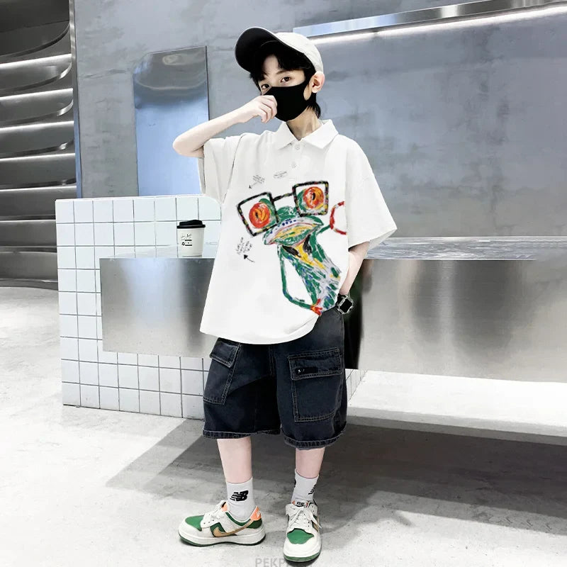 Teen Boys Clothing Sets Summer Big Size New Casual Outfits Kids Tracksuit For Boys Sport Suit Children Clothes 8 9 10 12 14 Year