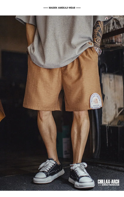 Men's Lyocell Linen Look Shorts Straight Leg Elastic Waist Lightweight Breathable Old Money Casual Summer Male Pants