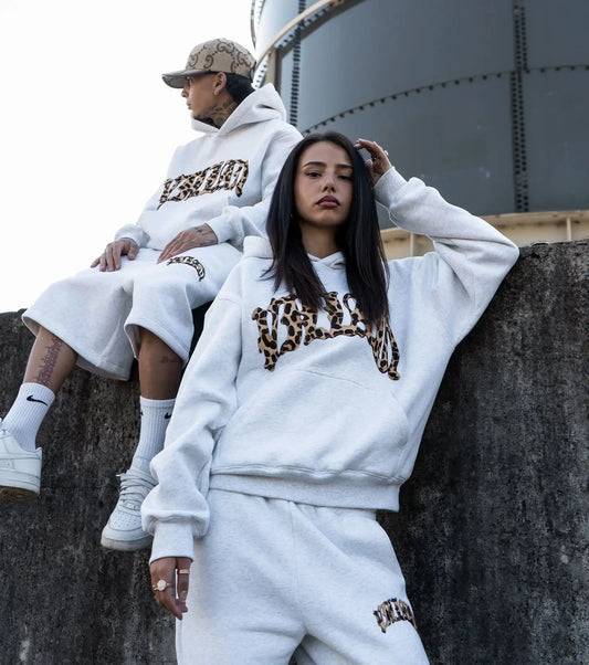 2025 Hoodie Set Man Women Sports Cardigan Jacket Female Winter Street Hip-hop Leopard Print Casual Long Sleeved Sweatshirt Pants