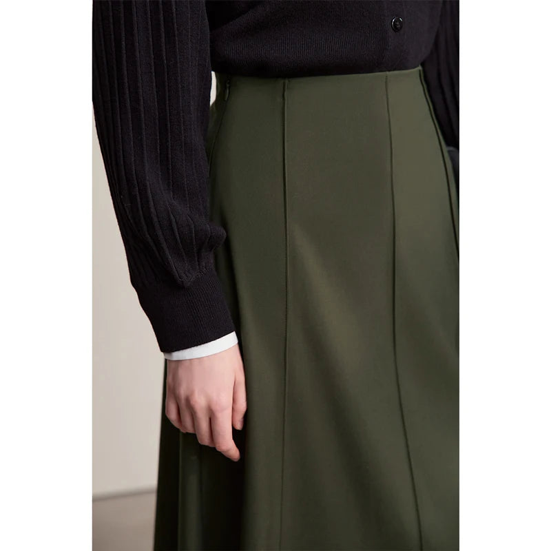 Women's Skirt 2025 Spring New Minimalist Solid Color Loose Skirts For Women Medium To Long Versatile A-shaped Skirt12524019