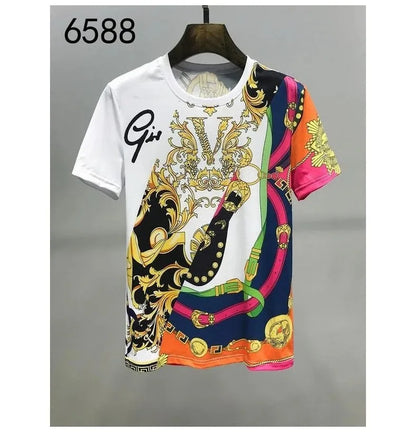 Men's And Women's Summer Casual T-shirts 3D Printed Shirts Retro Luxury Royal Flowers Street Fashion Oversized Clothing Tops