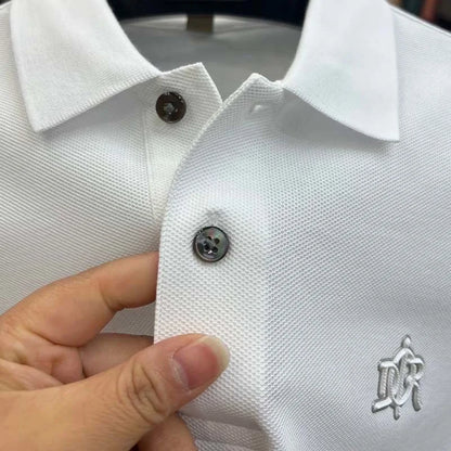 High end 100% cotton short sleeve T-shirt men's lapel top 2024 summer new designer brand embroidery fashion casual polo shirt