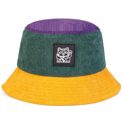 Unisex Cat Embroidery Personality Bucket Hats Fishermen Caps Outdoor Casual Cap Sunscreen Hat