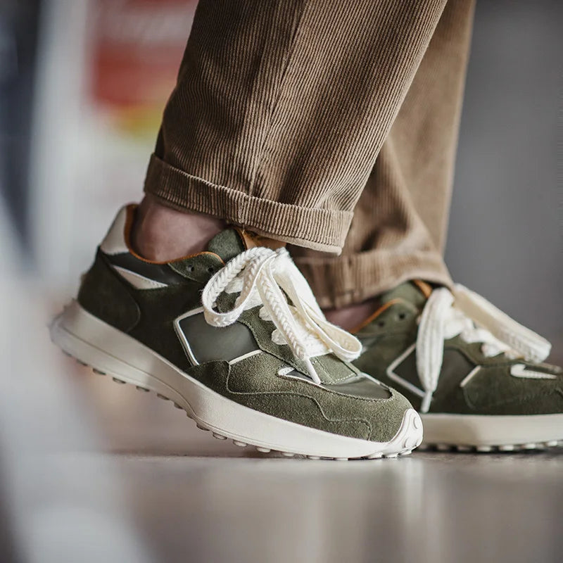 Men's Casual Sports Jogging Sneakers Versatile Comfortable Breathable Shoes Rubber Sole Color-Blocked Shoes for Spring