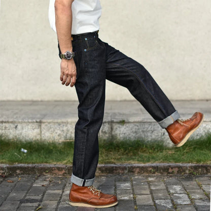SZ6601-10OZ Men Jeans Selvedge Sanforized Denim Jeans Summer Indigo Jeans for Man Regular Fit Straight Leg 10 Oz