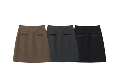 Mini Skirt 2026 Spring New Elegant Commuter Versatile Short Skirt A-Line Color-blocking Splicing Women's Clothing 12621021