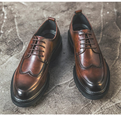 Big Size Men Height Increaseing Dress Brogue Shoes Gentleman Suit Elevator Shoes Oxford Invisible Heel 4/7/9CM Wedding Man Shoes