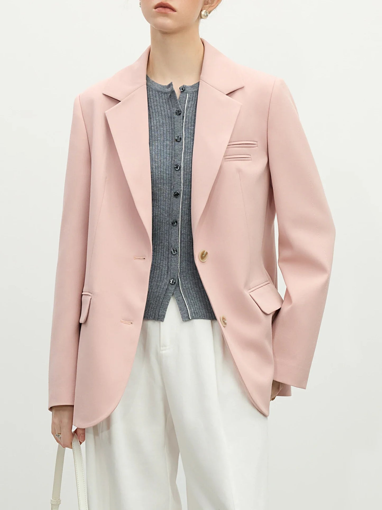 Pink Grey Elegant Style Casual Blazer Jacket for Women 2025 Spring New Design Versatile Streetwear Chic Outfits 25FS11224