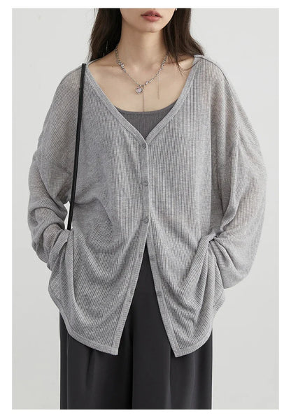 Women's Cardigan New V-neck Long Sleeved Female Shirt Female Jumpers Sun Protection Woman Top Spring Summer 2026
