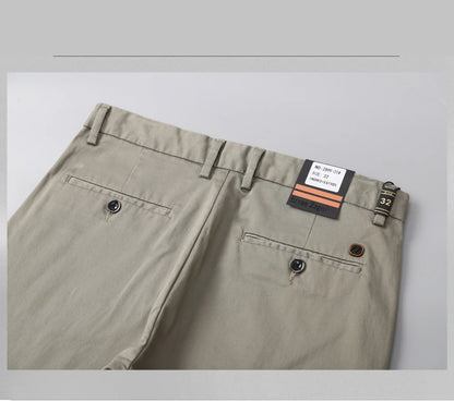 97% Cotton Straight Casual Pants Business formal Black Blue Stretch Mens Trousers Khaki Brown Mens Pants