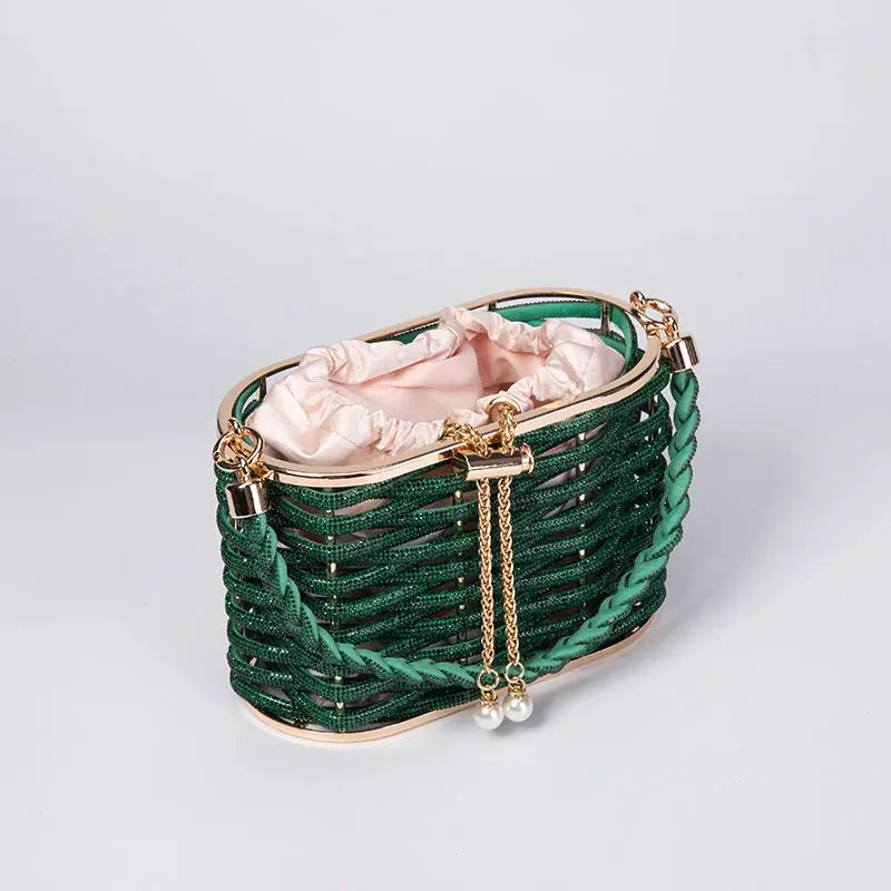 Handbag Shoulder Glitter Pearl Wedding Party Clutch Purse Diamonds Shiny Beading Evening Bag Crossbody Rhinestone Luxury Woman