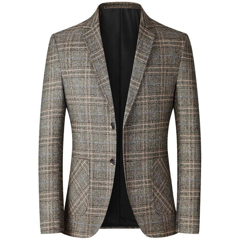 New Men Blazer Slim Fit Plaid Long Sleeve Smart Casual Blazer for Men 2026 Spring and Autumn Wedding Coat for Men Clothes