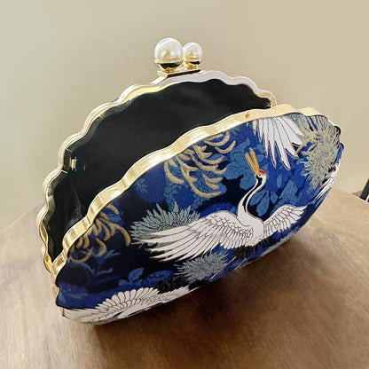 2023 Embroidery Women Evening Bag Wedding Shell Shaped Shoulder Handbags Mini Dinner Clutch Purse Pearl Hasp Purse Drop Shipping