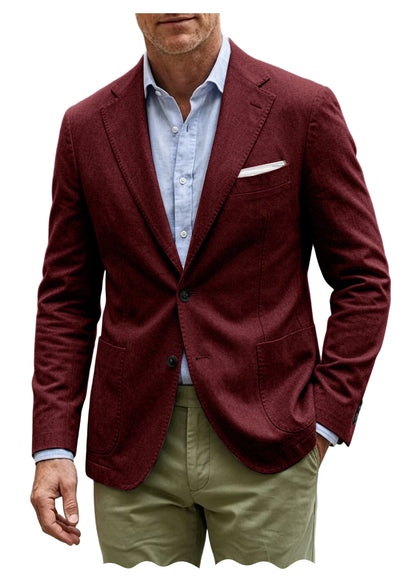 Men's Cotton Blazer Notch Lapel 2 Button Slim Fit Suit Jacket Lightweight Breathable Business Casual Daily Sport Coat for Spring