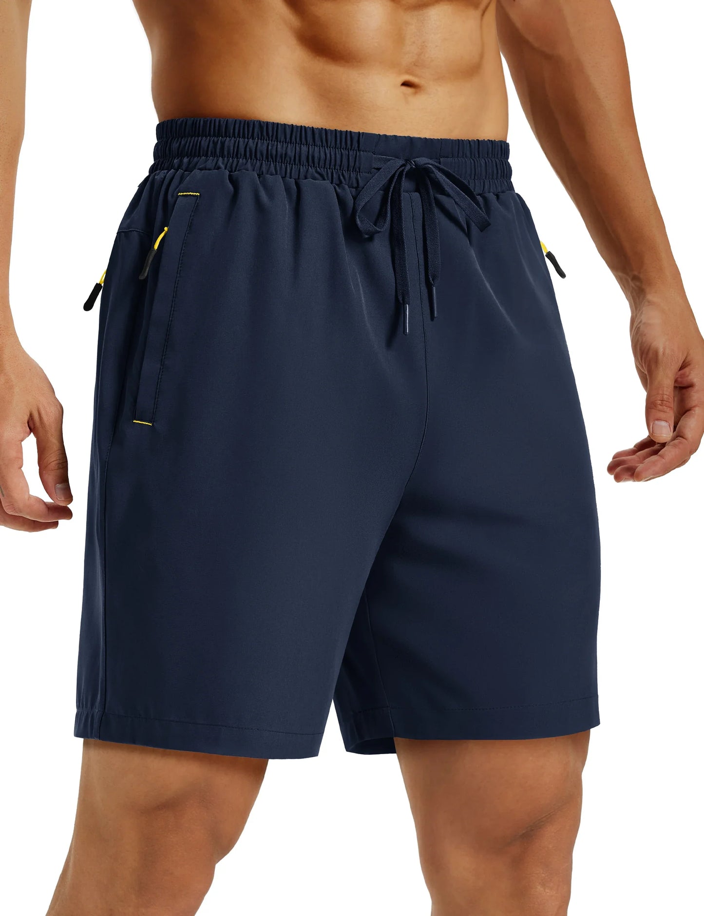 Mens Hiking Shorts Summer 7" Quick Dry Lightweight 3 Zipper Pockets Workout Gym Fitness Athletic Running Shorts Male