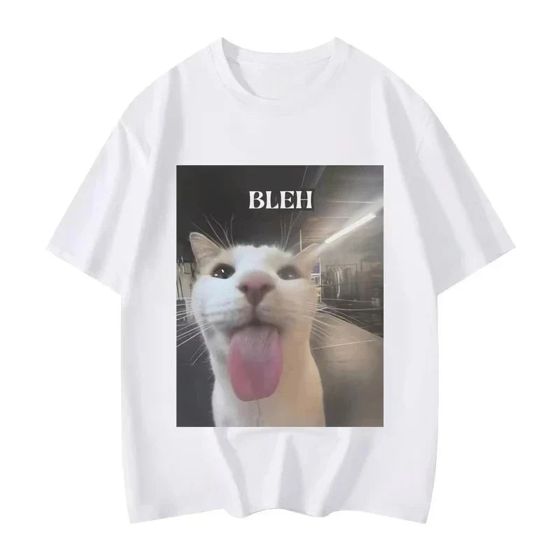 Bleh Funny Cat Meme Graphic Printed T Shirts Women Clothing Fashion Trend T-shirts Summer Casual Short Sleeve Clothing