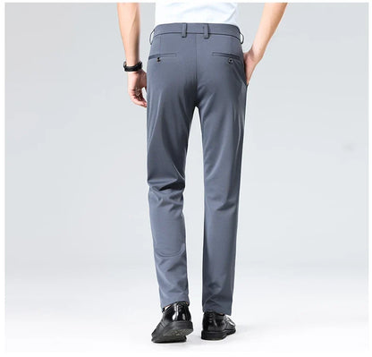 Men Suit Pants Light Thin Elastic Slim Fit Dress Pants Business Solid Casual Straight Leg Trouser Men Clothing Oversize 29-42