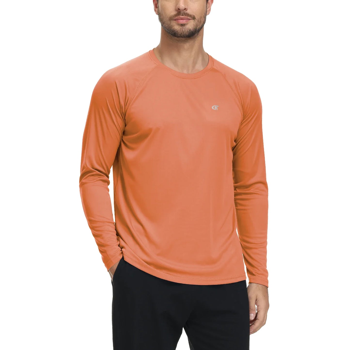 Men UPF 50+ Long Sleeve T-Shirt, Rash Guard Breathable Tops, Pullover Shirt for Sport Fishing Hiking Running Beach Surfing