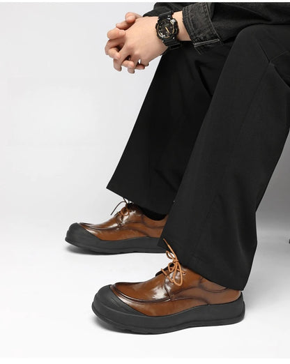 Spring New Designer Business Casual Shoes for Men Black Genuine Leather Shoes Male British Style Soft Sole Fashion Shoe Man