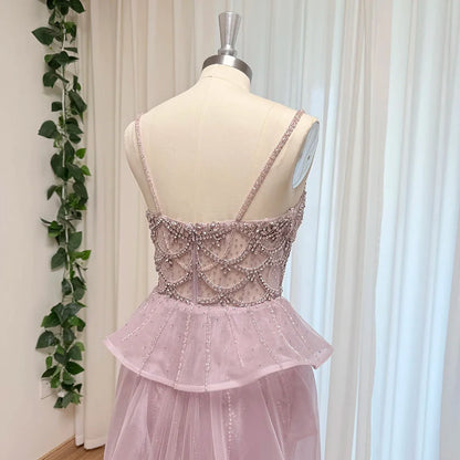 Luxury Beaded Mermaid Evening Dress Spaghetti Strap Detachable Overlay Formal Prom Wedding Party Gown Customized