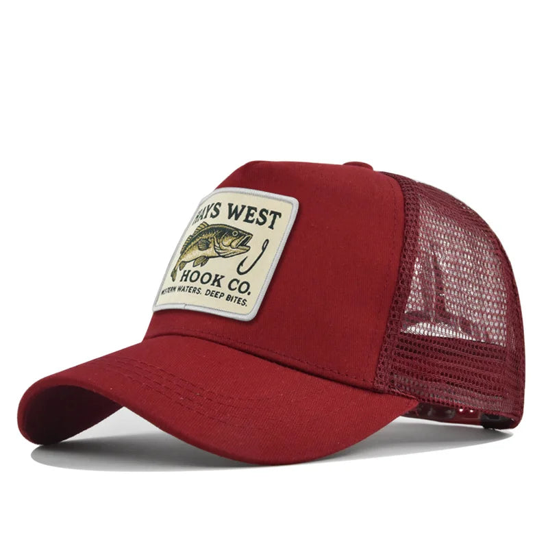 High Quality Fishing Embroidery Baseball Cap for Men Women Outdoor Fishing Snapback Mesh Hat Breathable Sunshade Dad Trucker Hat