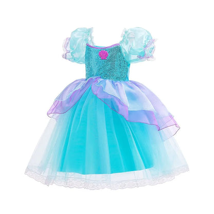 Summer Girl Mermaid Dress For Children Birthday Party Princess Cosplay Costume Ariel Halloween Fantasy Dress Summer Elegant Gown