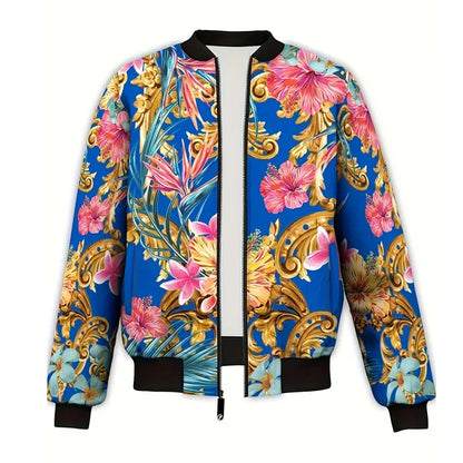 Luxury Baroque Bomber Jacket Men Women 3D Printed Gold Graphic Floral Jackets Street Trend Fashion Autumn Zipper Soft Coat